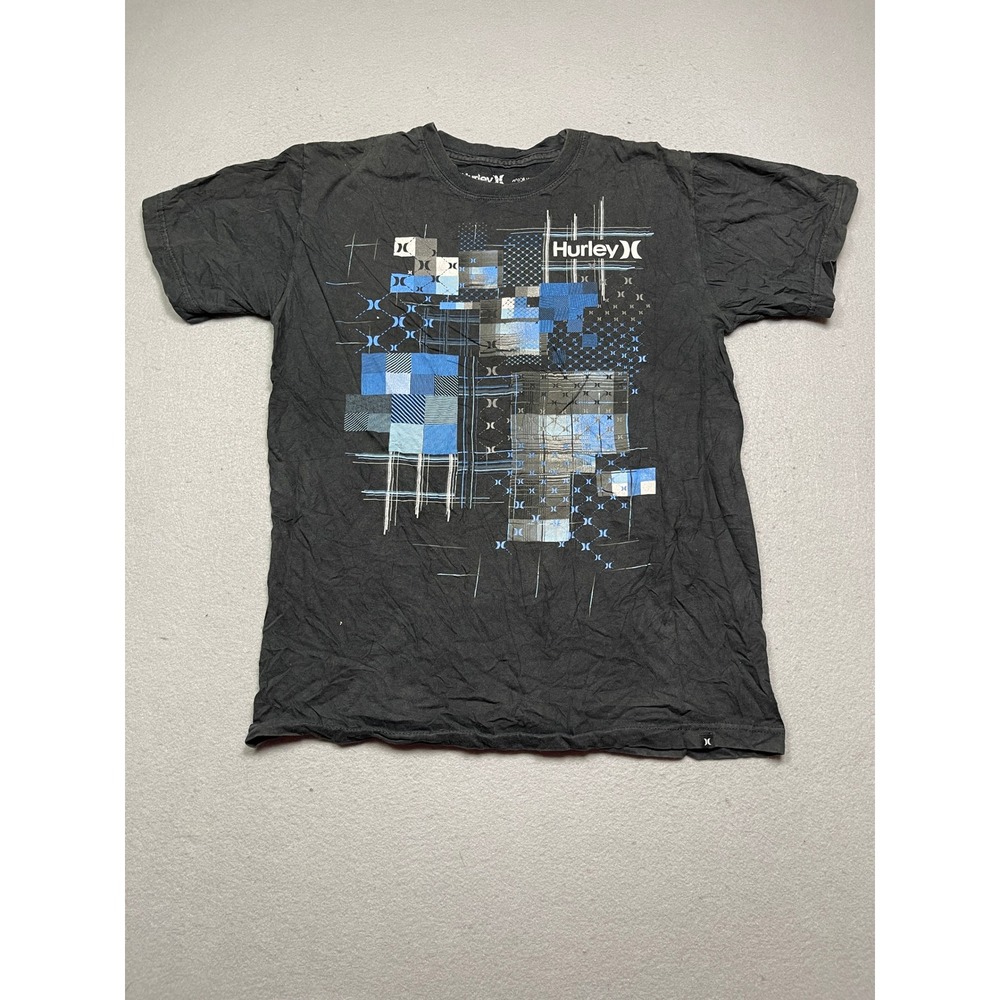 Hurley T-Shirt 100% Cotton Black Graphic Print Medium Mens